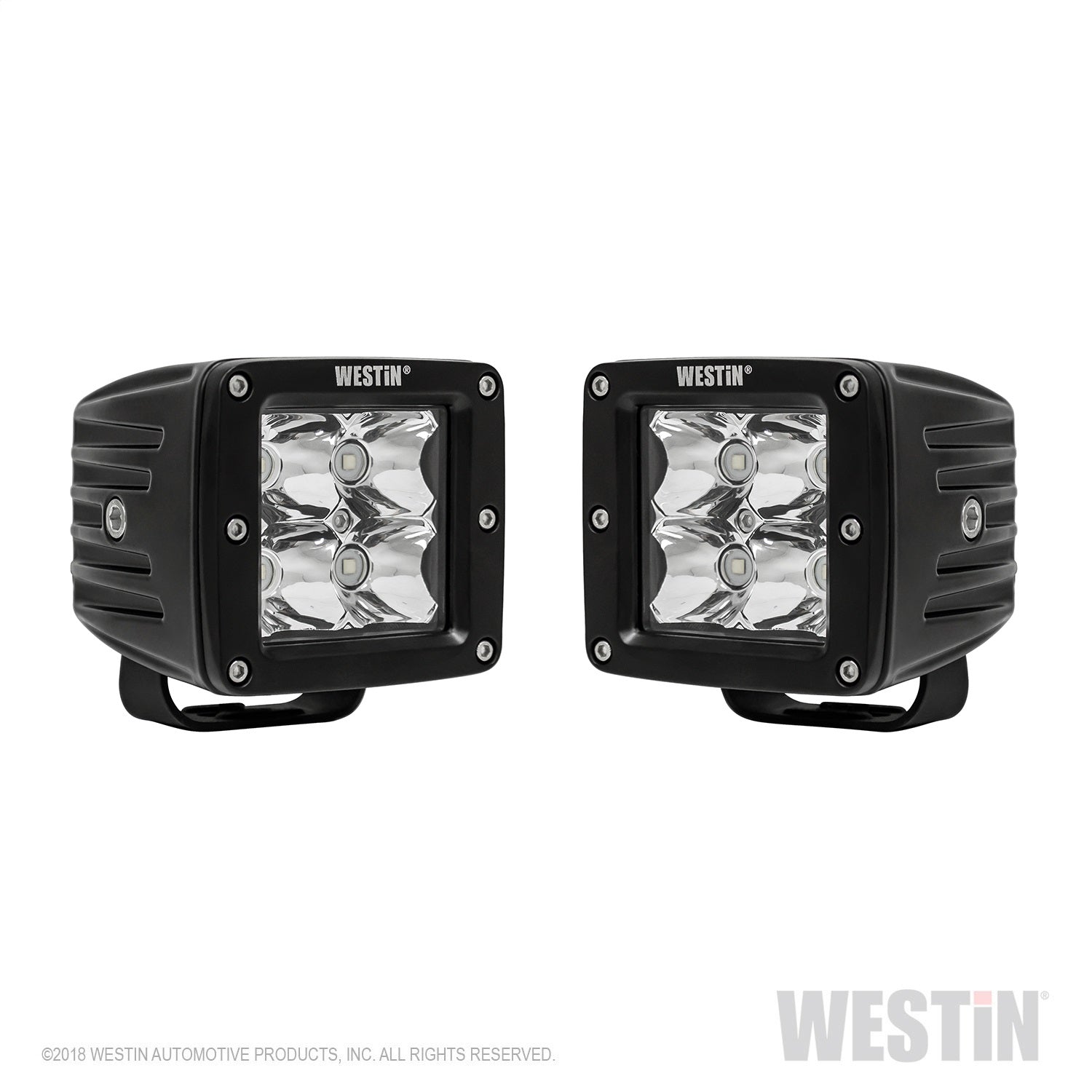 Westin - HyperQ LED Auxiliary Light; Pair; 3.2 x 3 in. 5W Cree Flood Beam; - 09-12200B-PR - MST Motorsports