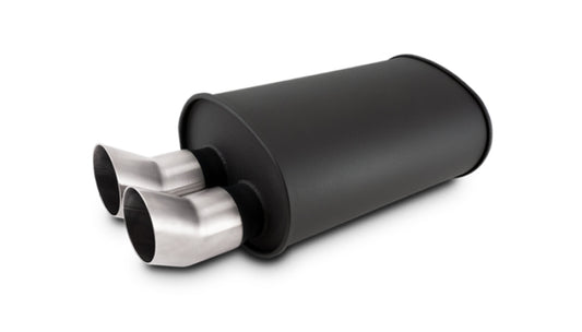 Vibrant - STREETPOWER FLAT BLACK Oval Muffler with Dual 304SS Brushed Tips - 12336 - MST Motorsports