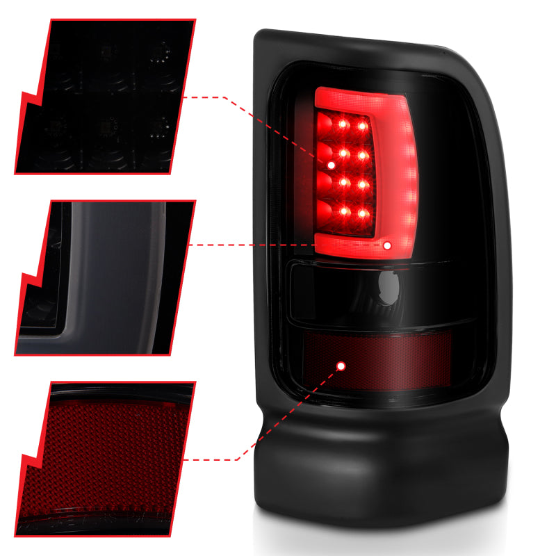 ANZO - Tail Light Assembly; LED; Black Housing; Smoke Lens; Pair - 311340 - MST Motorsports