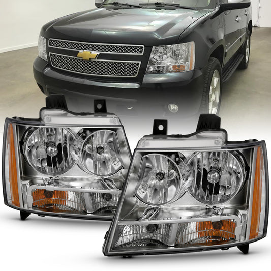 ANZO - ANZO 2007-2014 Chevy TahOE Crystal Headlight Chrome Amber(OE) - 111475 - MST Motorsports