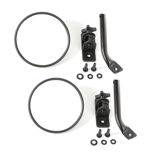 Rugged Ridge - Rugged Ridge 97-18 Jeep Wrangler Textured Black Round Stubby Trail Mirror Kit - 11025.21 - MST Motorsports