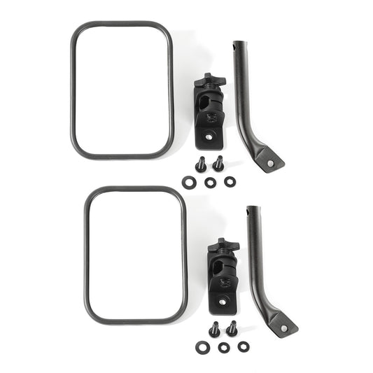 Rugged Ridge - Rugged Ridge 97-18 Jeep Wrangler Textured Black Rectangular Stubby Trail Mirror Kit - 11025.22 - MST Motorsports