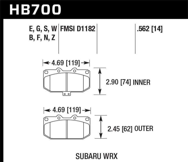 Hawk Performance - Hawk 06-07 Subaru Impreza WRX DTC-30 Front Race Brake Pads - HB700W.562 - MST Motorsports