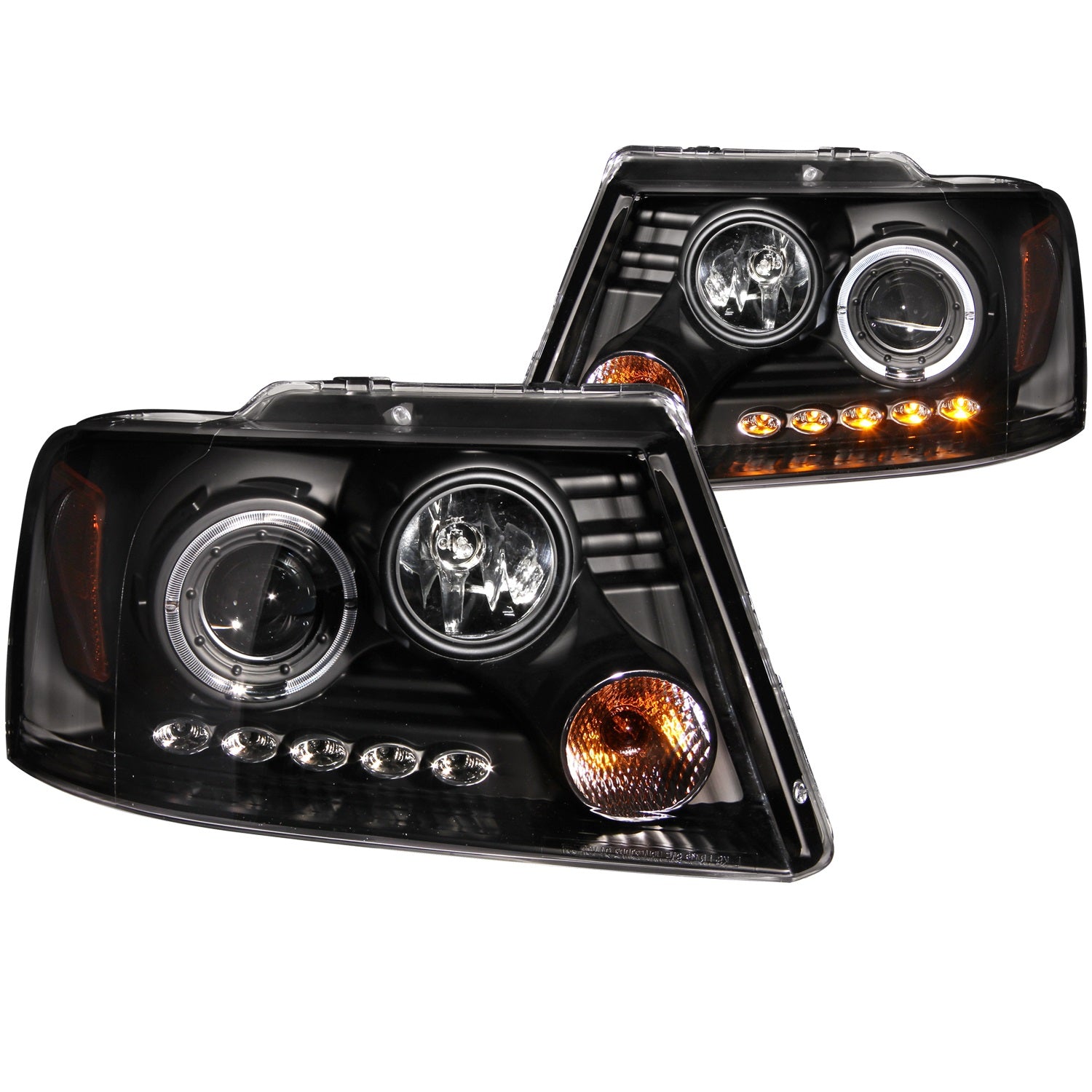 ANZO - Projector Headlight Set w/Halo; Clear Lens; Black Housing; Pair; w/1 pc. LED; - 111028 - MST Motorsports