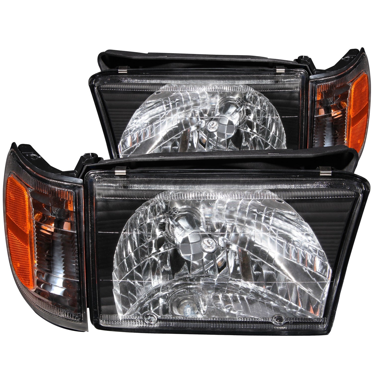 ANZO - Crystal Headlight Set; Clear Lens; Black Housing; Pair; - 111077 - MST Motorsports