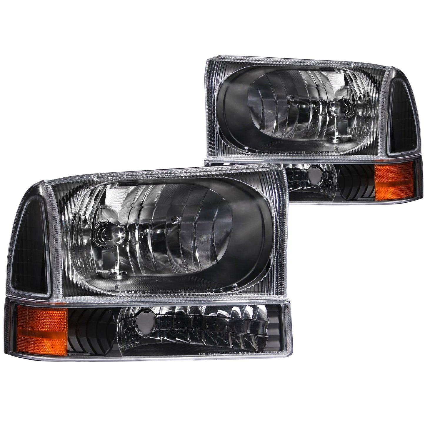 ANZO - Crystal Headlight Set; Clear Lens; Black Housing; Pair; 2 pc; - 111080 - MST Motorsports