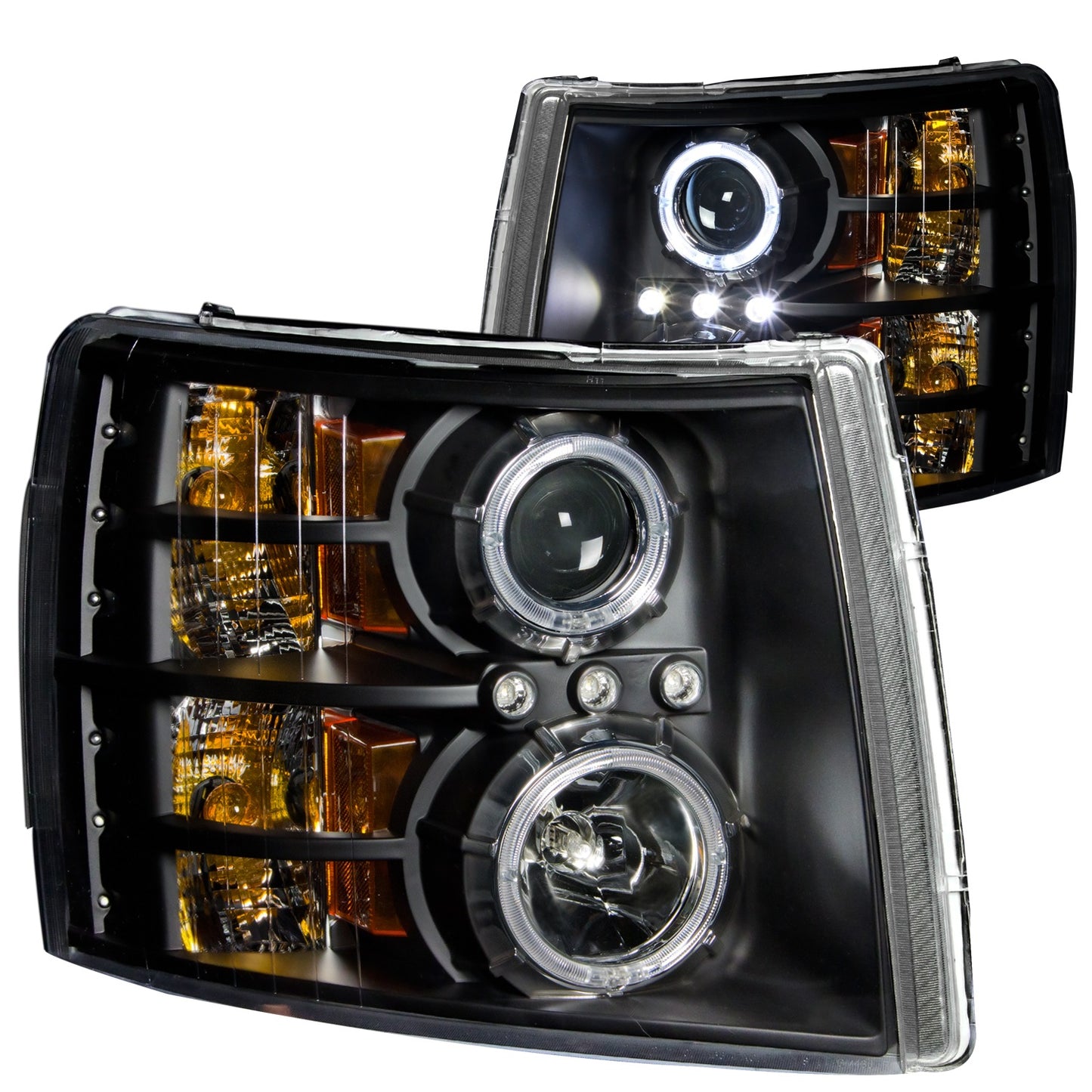 ANZO - Projector Headlight Set w/Halo; Clear Lens; Black Housing; Pair; CCFL; - 111107 - MST Motorsports