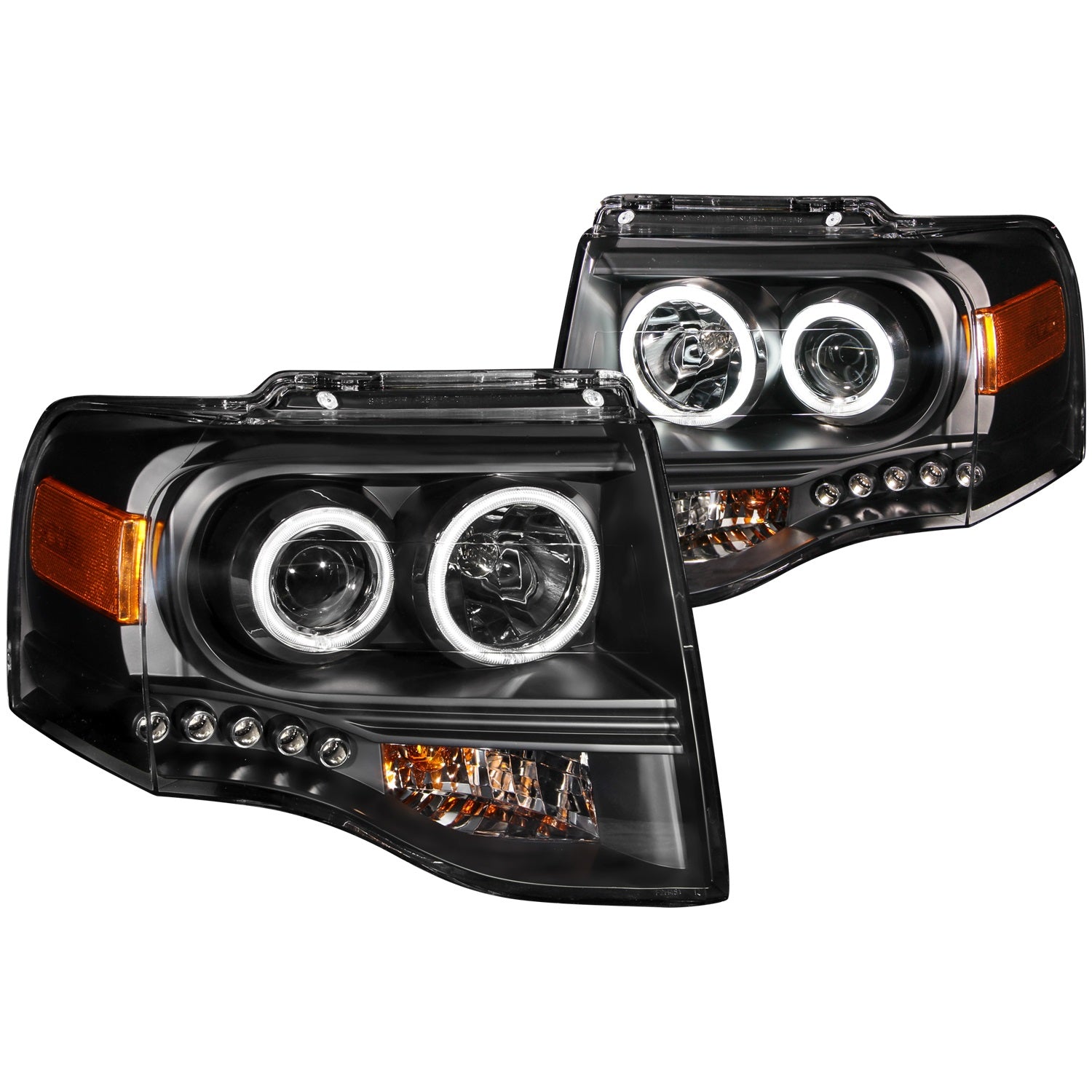 ANZO - Projector Headlight Set w/Halo; Clear Lens; Black Housing; Pair; CCFL; - 111113 - MST Motorsports