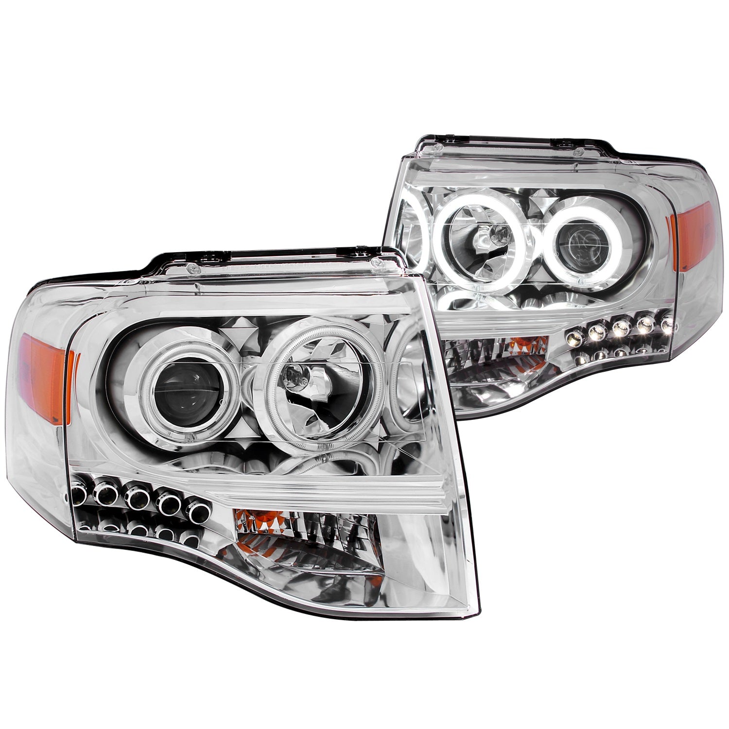 ANZO - Projector Headlight Set w/Halo; Clear Lens; Chrome Housing; Pair; - 111114 - MST Motorsports