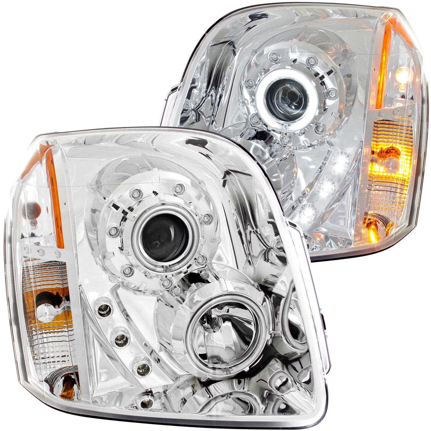 ANZO - Projector Headlight Set w/Halo; Clear Lens; Chrome Housing; Pair; CCFL; - 111147 - MST Motorsports