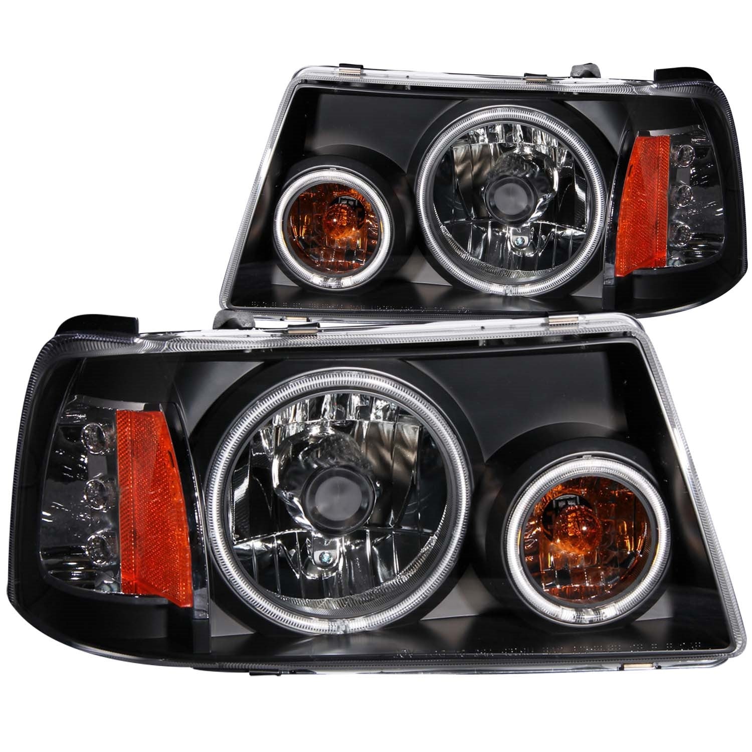 ANZO - Crystal Headlight Set w/Halo; Clear Lens; Black Housing; Pair; CCFL; 1 pc.; - 111152 - MST Motorsports