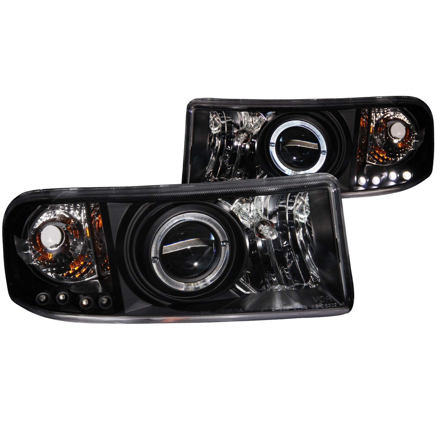 ANZO - Projector Headlight Set w/Halo; Clear Lens; Black Housing; Pair; - 111196 - MST Motorsports