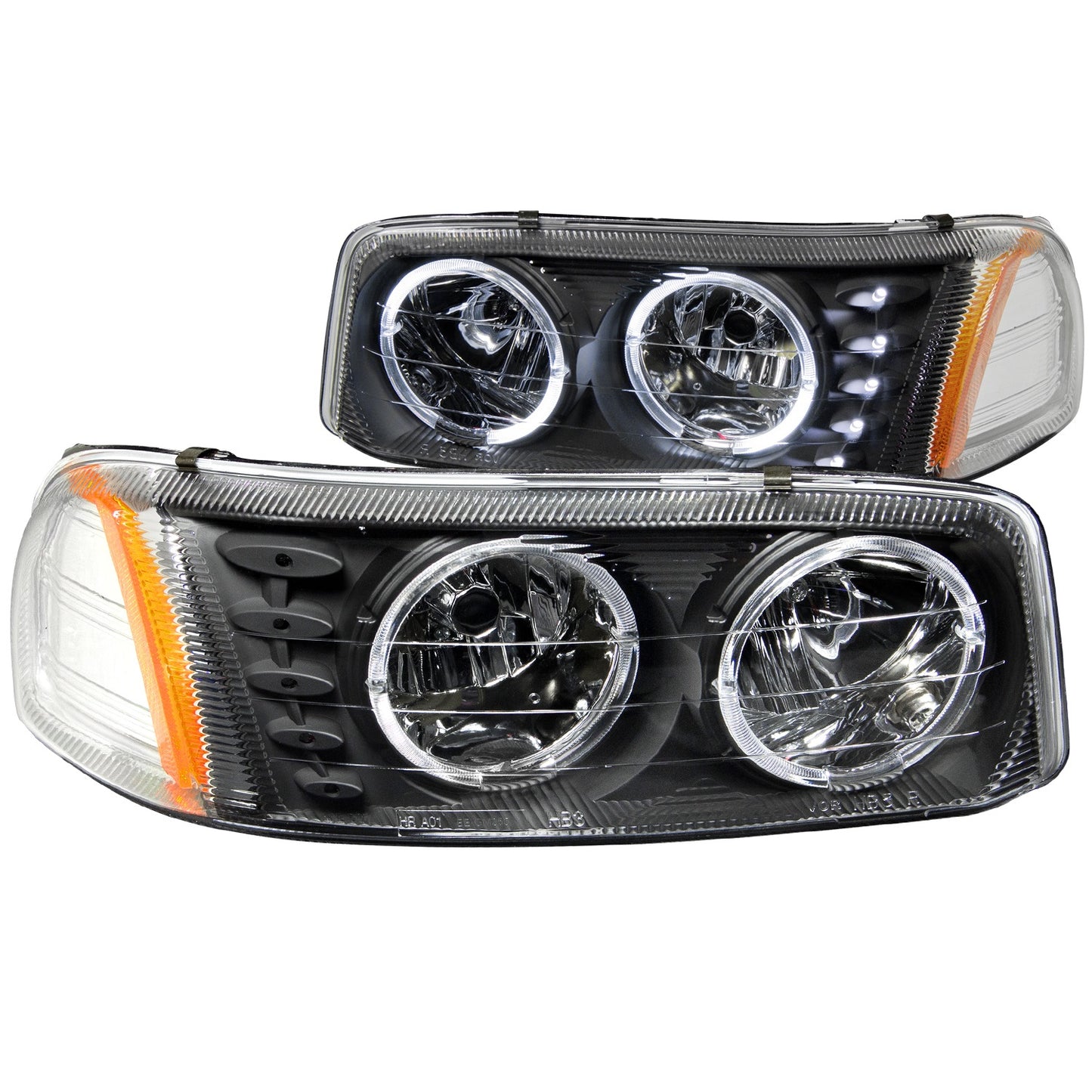 ANZO - Crystal Headlight Set w/Halo; Clear Lens; Black Housing; Pair; w/1 pc. LED; - 111207 - MST Motorsports