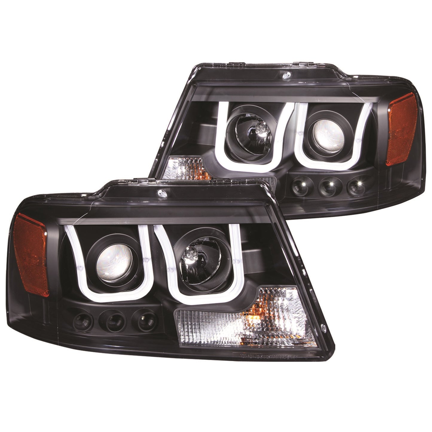 ANZO - Projector Headlight Set; Clear Lens; Black Housing; Pair; w/U-Bar; - 111288 - MST Motorsports