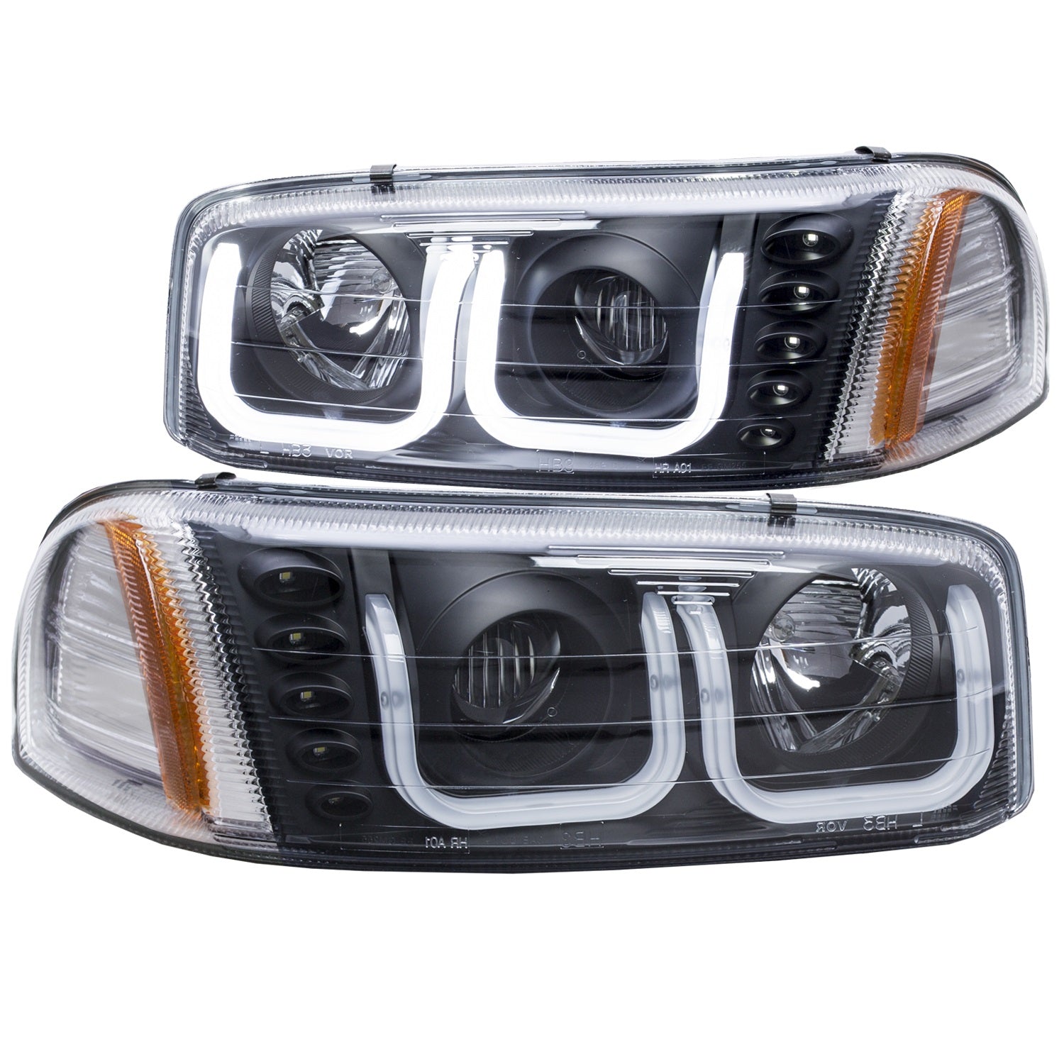 ANZO - Projector Headlight Set; Clear Lens; Black Housing; Pair; w/U-Bar; - 111303 - MST Motorsports