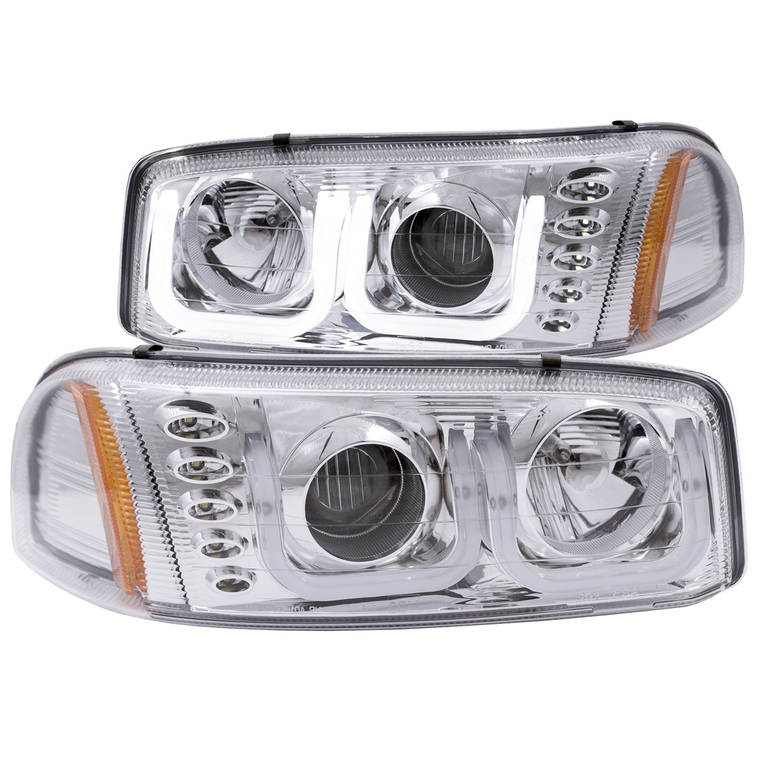 ANZO - Projector Headlight Set; Clear Lens; Chrome Housing; Pair; w/U-Bar; - 111304 - MST Motorsports