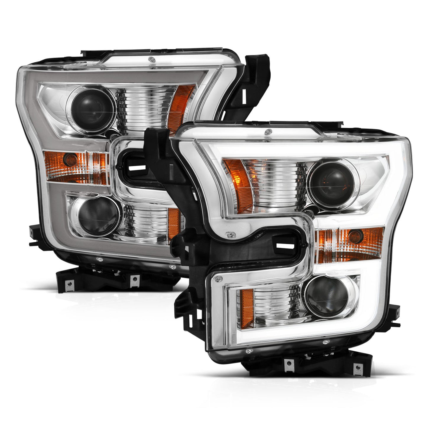 ANZO - Projector Headlights w/ Plank Style Switchback Chrome w/ Amber - 111358 - MST Motorsports