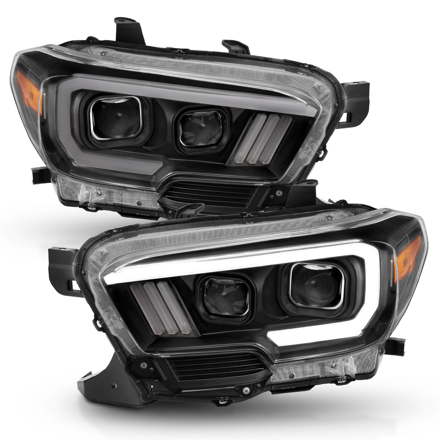 ANZO - Projector Headlights w/ Plank Style Switchback Black w/ Amber W/ DRL - 111397 - MST Motorsports