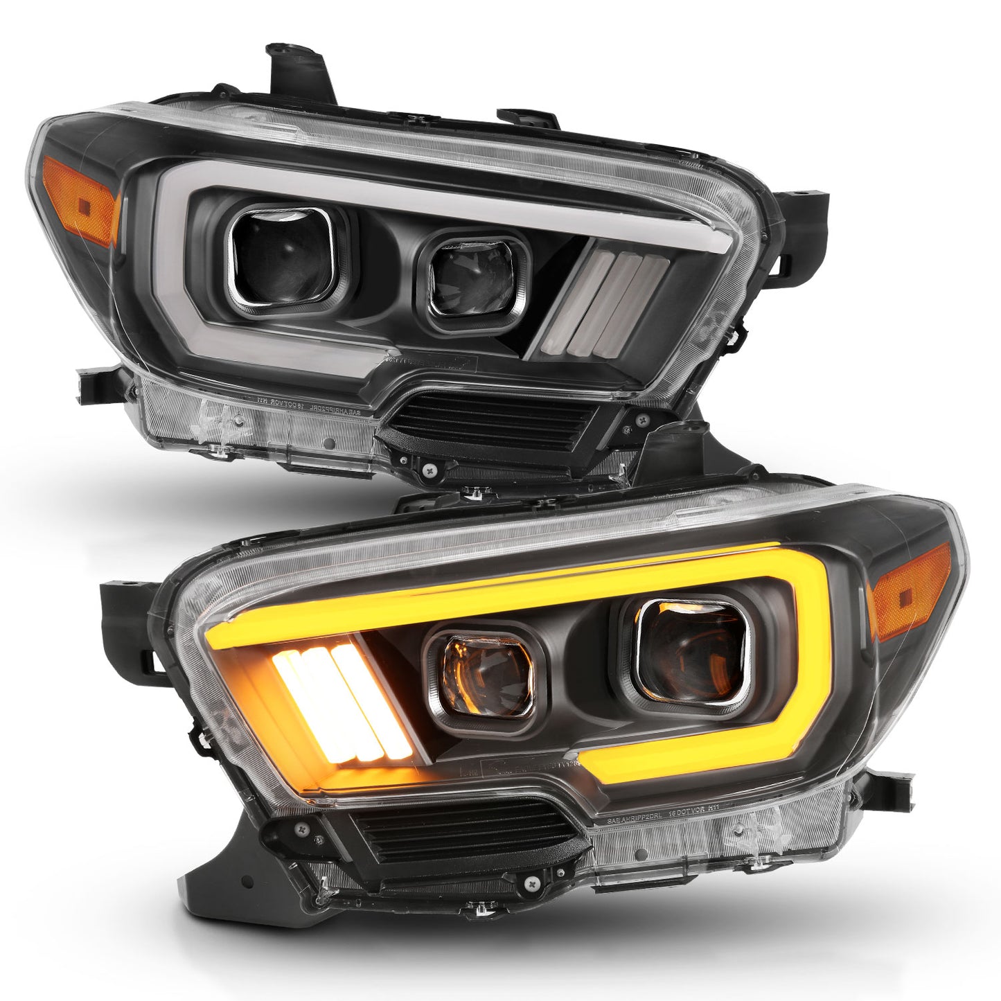 ANZO - Projector Headlights w/ Plank Style Switchback Black w/ Amber W/ DRL - 111397 - MST Motorsports