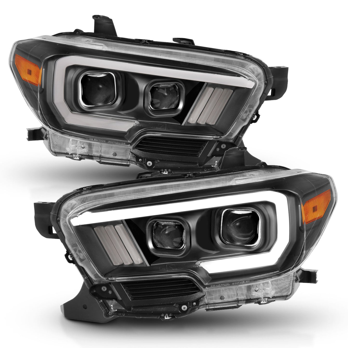 ANZO - Projector Headlights w/ Plank Style Switchback Black w/ Amber W/ DRL - 111397 - MST Motorsports