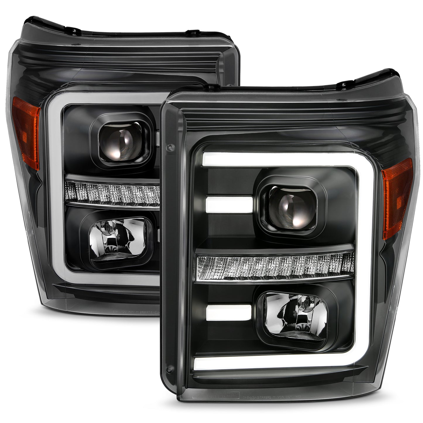 ANZO - Projector Headlights w/ Plank Style Switchback Black w/ Amber - 111406 - MST Motorsports