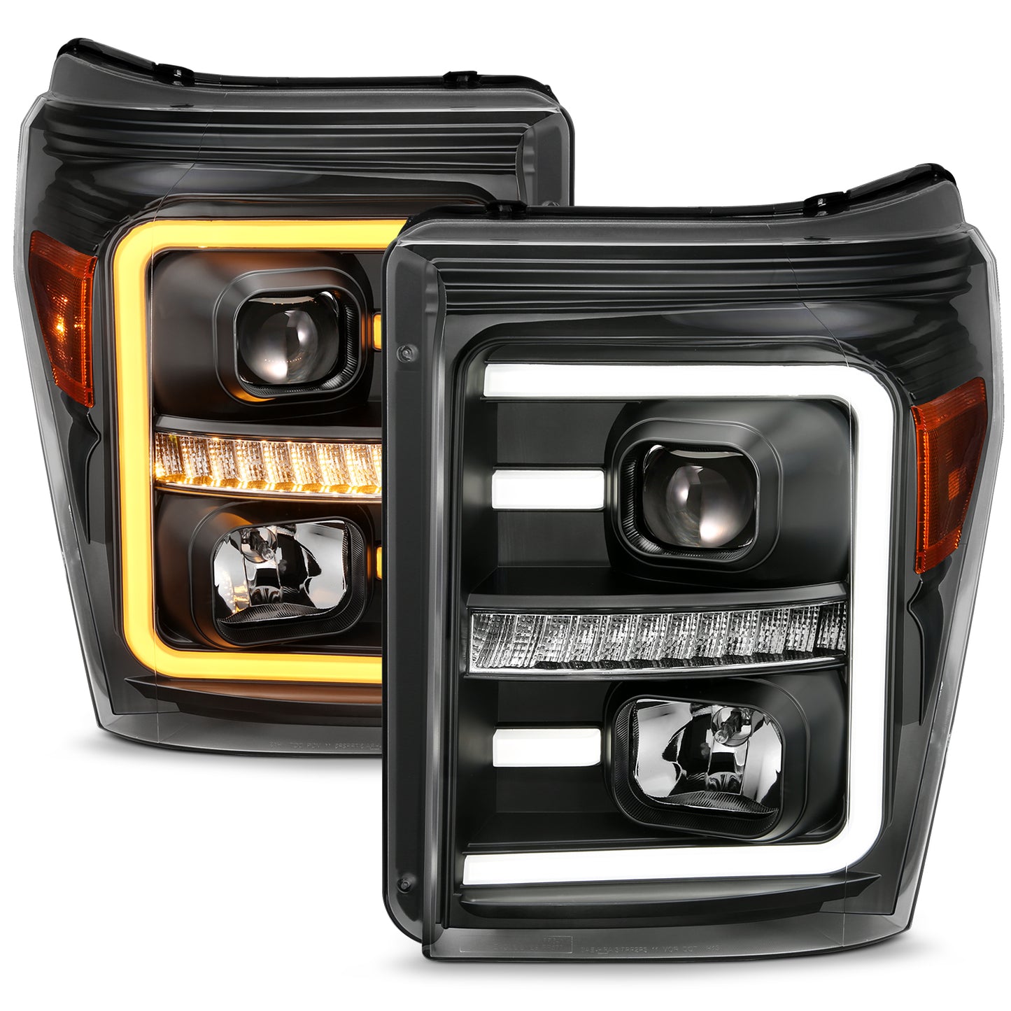 ANZO - Projector Headlights w/ Plank Style Switchback Black w/ Amber - 111406 - MST Motorsports