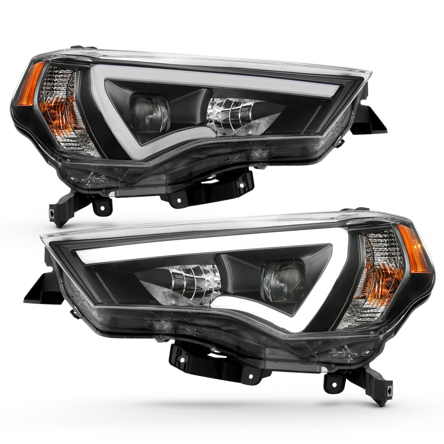 ANZO - Projector Headlights w/ Plank Style Switchback Black w/ Amber - 111416 - MST Motorsports