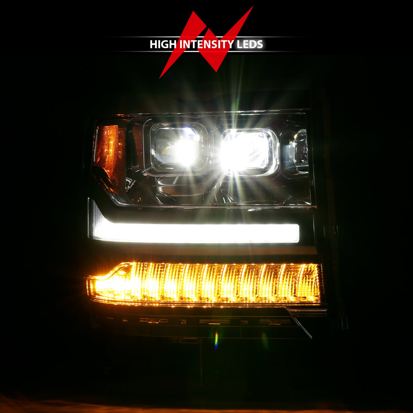 ANZO - LED Projector Headlights w/ Plank Style Chrome w/ Amber - 111421 - MST Motorsports