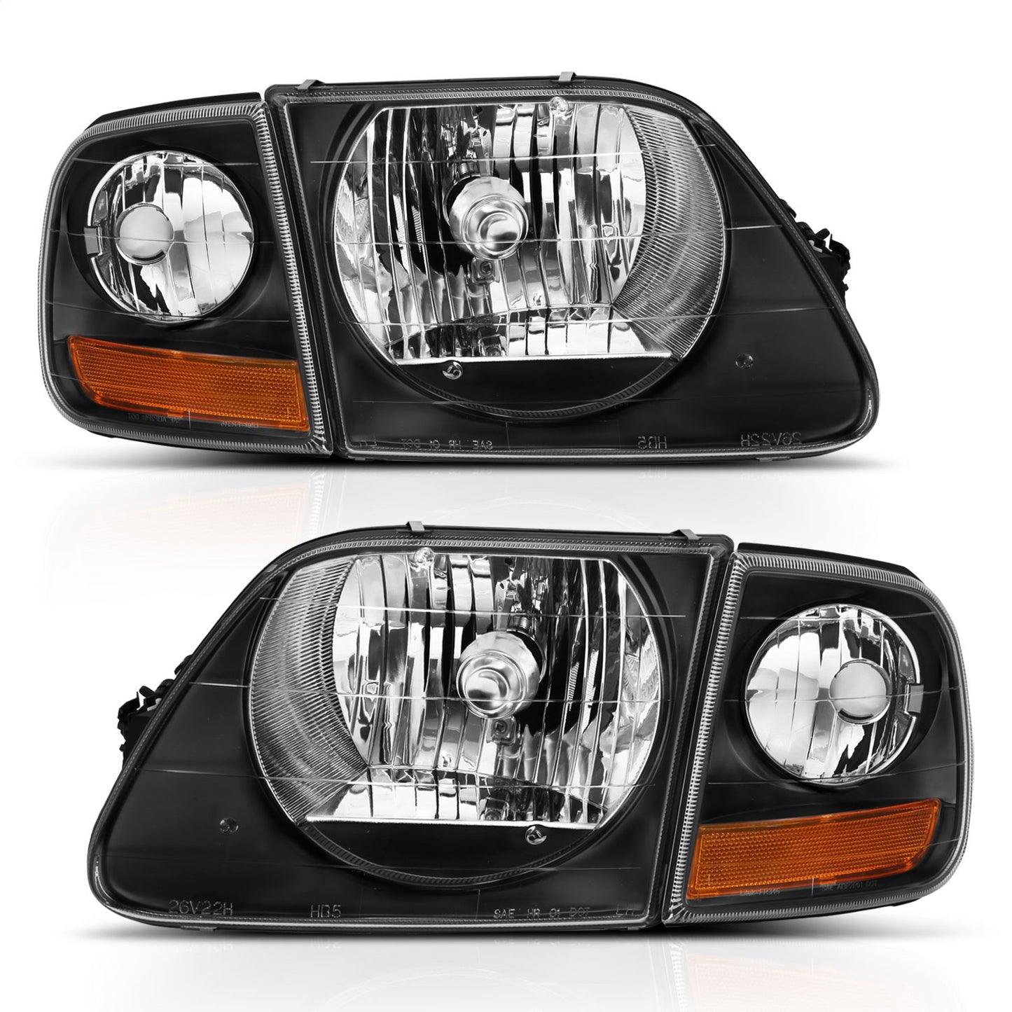 ANZO - ANZO 1997-2003 Ford F150 Crystal Headlight Black w/ Parking Light - 111460 - MST Motorsports