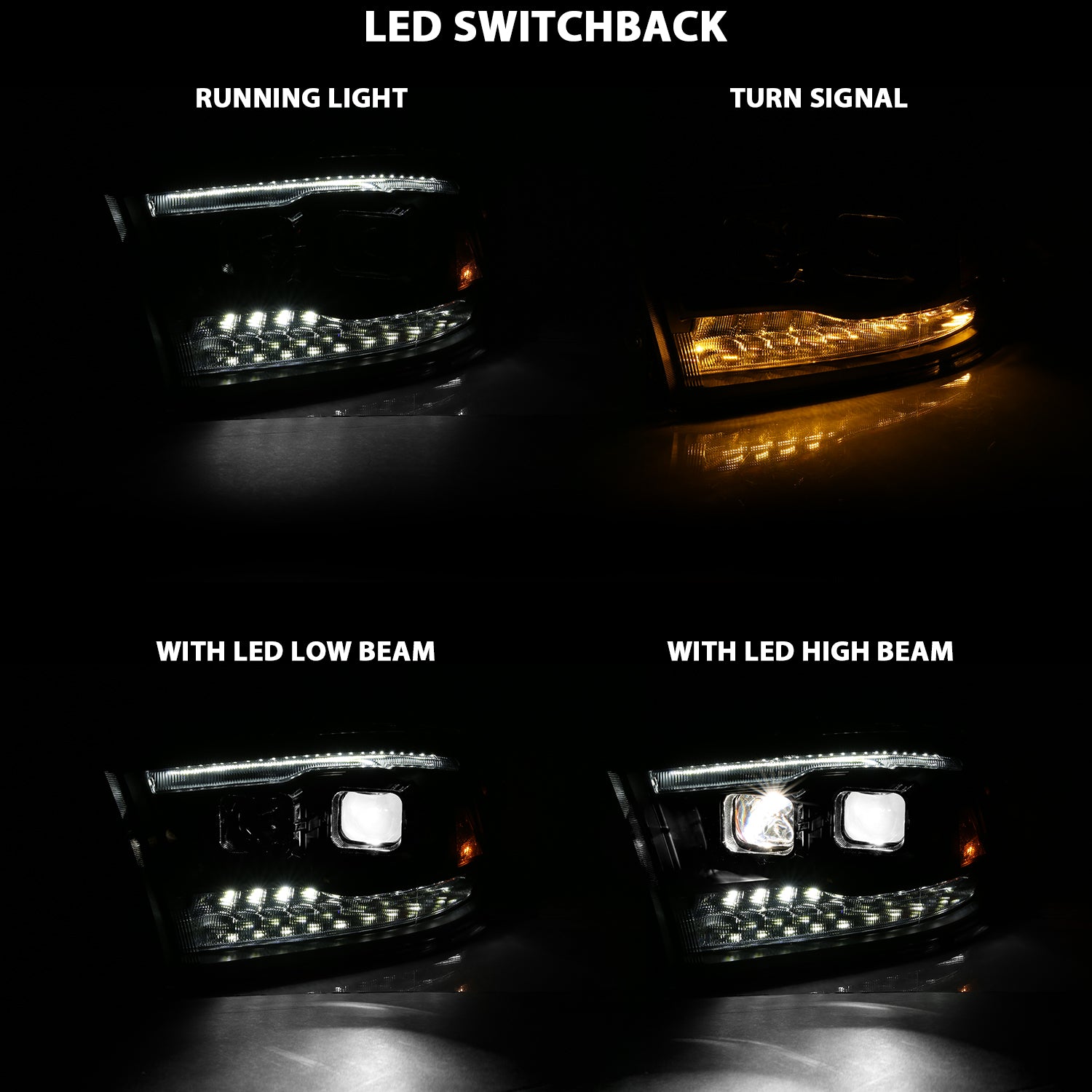 ANZO - LED Projector Plank Style Switchback H.L Halo Black Amber (OE Style) - 111464 - MST Motorsports