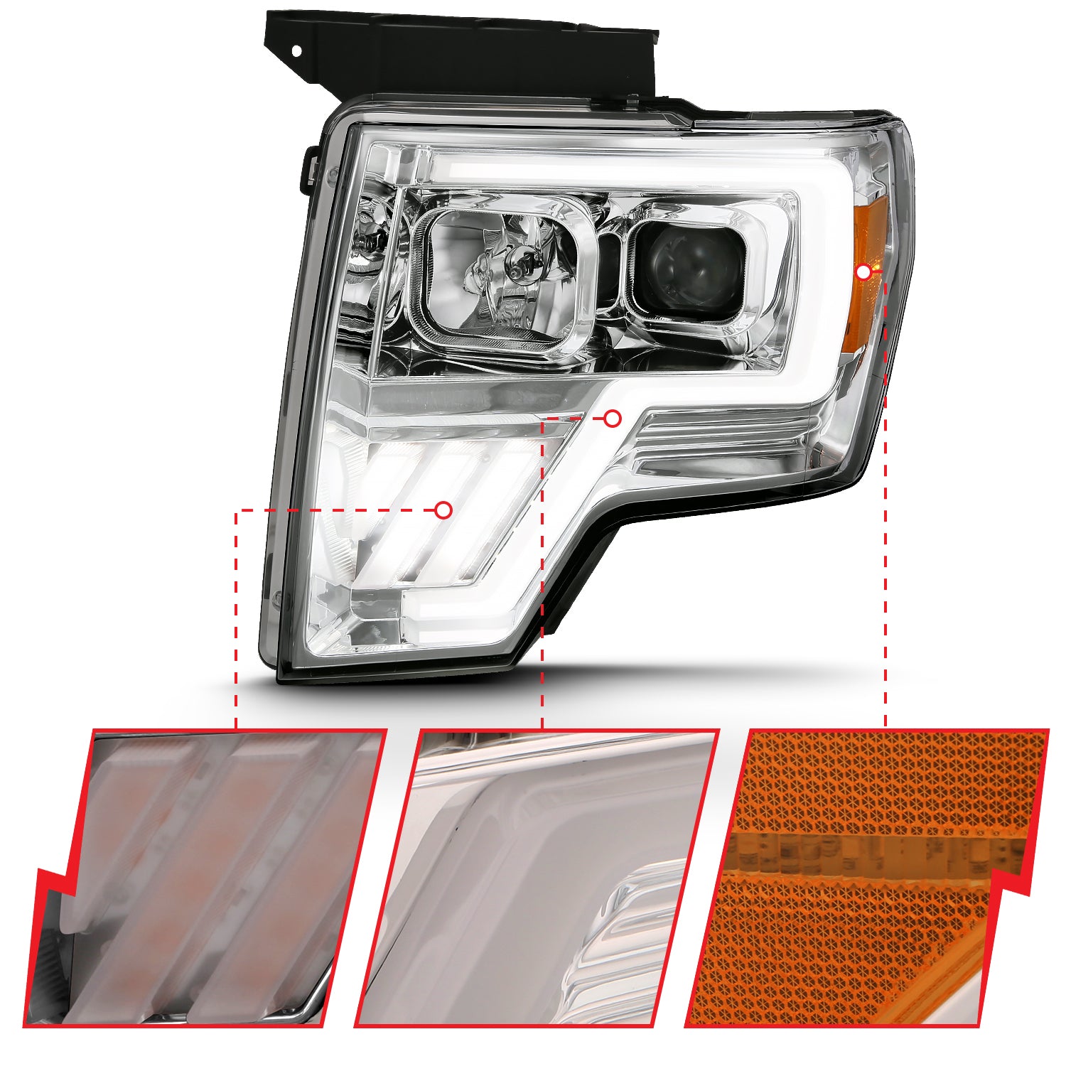 ANZO - Projector Light Bar G4 Switchback Headlight Chrome Amber - 111470 - MST Motorsports