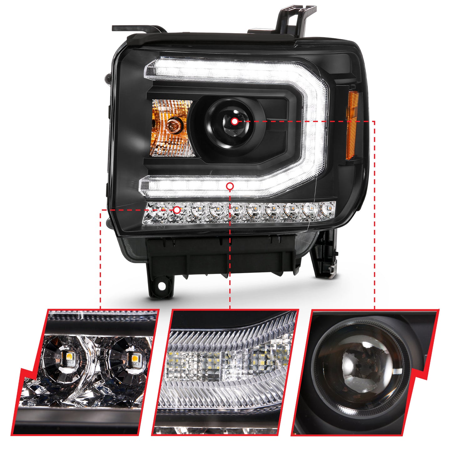 ANZO - Projector Headlights Plank Style Black w/ Sequential - 111485 - MST Motorsports