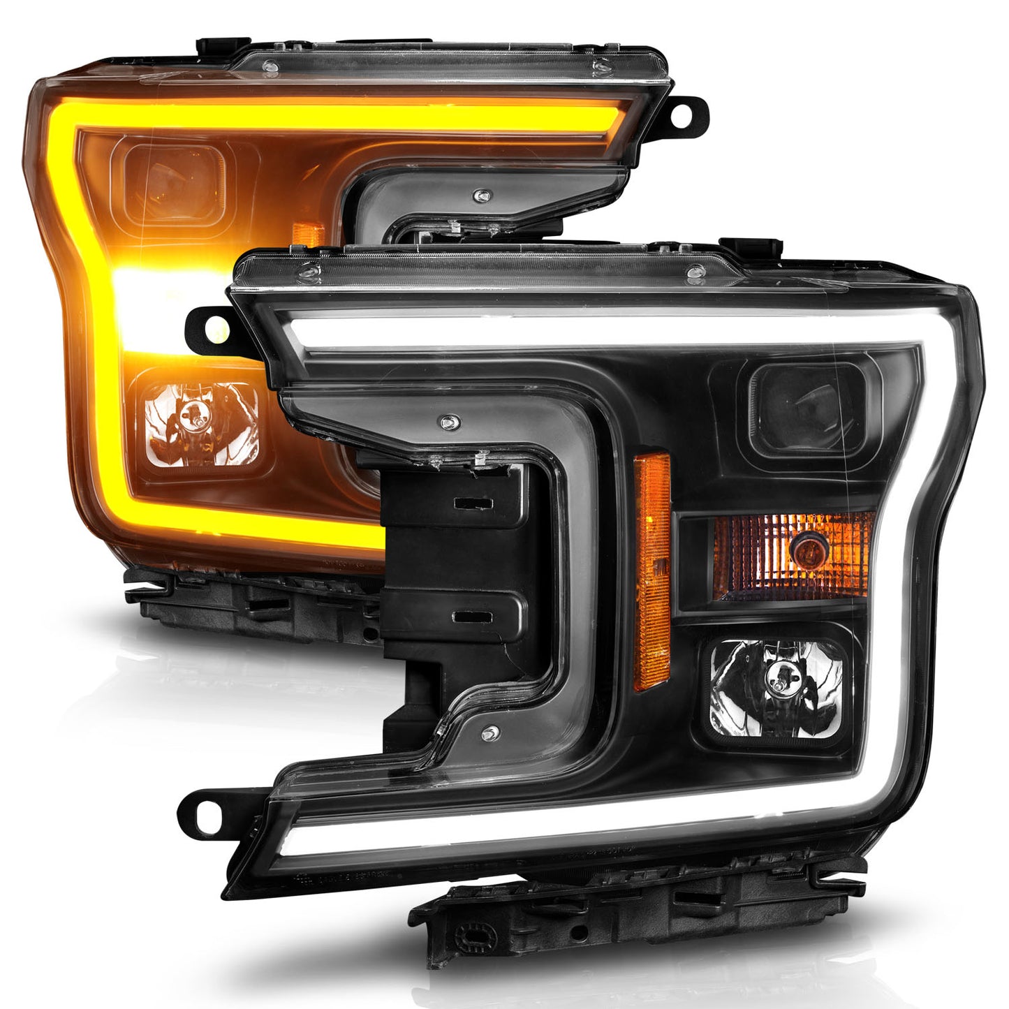 ANZO - Projector Headlights w/ Plank Style; Switchback; Black Housnig; Clear Lens; Pair - 111509 - MST Motorsports