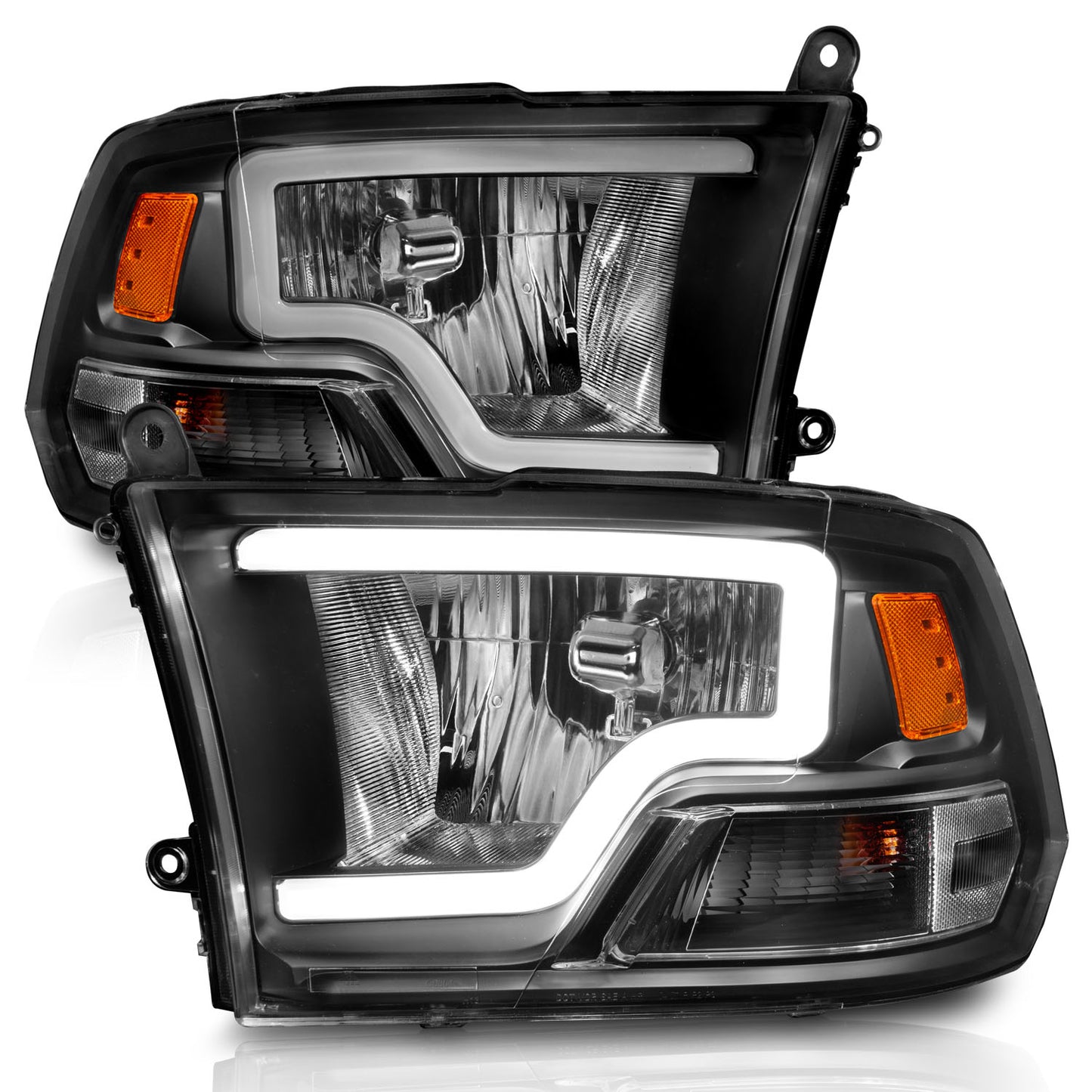 ANZO - Crystal Headlight Set w/ Light Bar Style; Black Housing; Clear Lens; Pair - 111515 - MST Motorsports