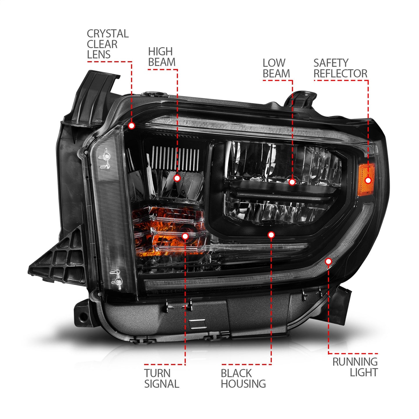 ANZO - LED Headlight Set w/ Switchback; Black Housing; Clear Lens; Pair; w/ DRL - 111531 - MST Motorsports