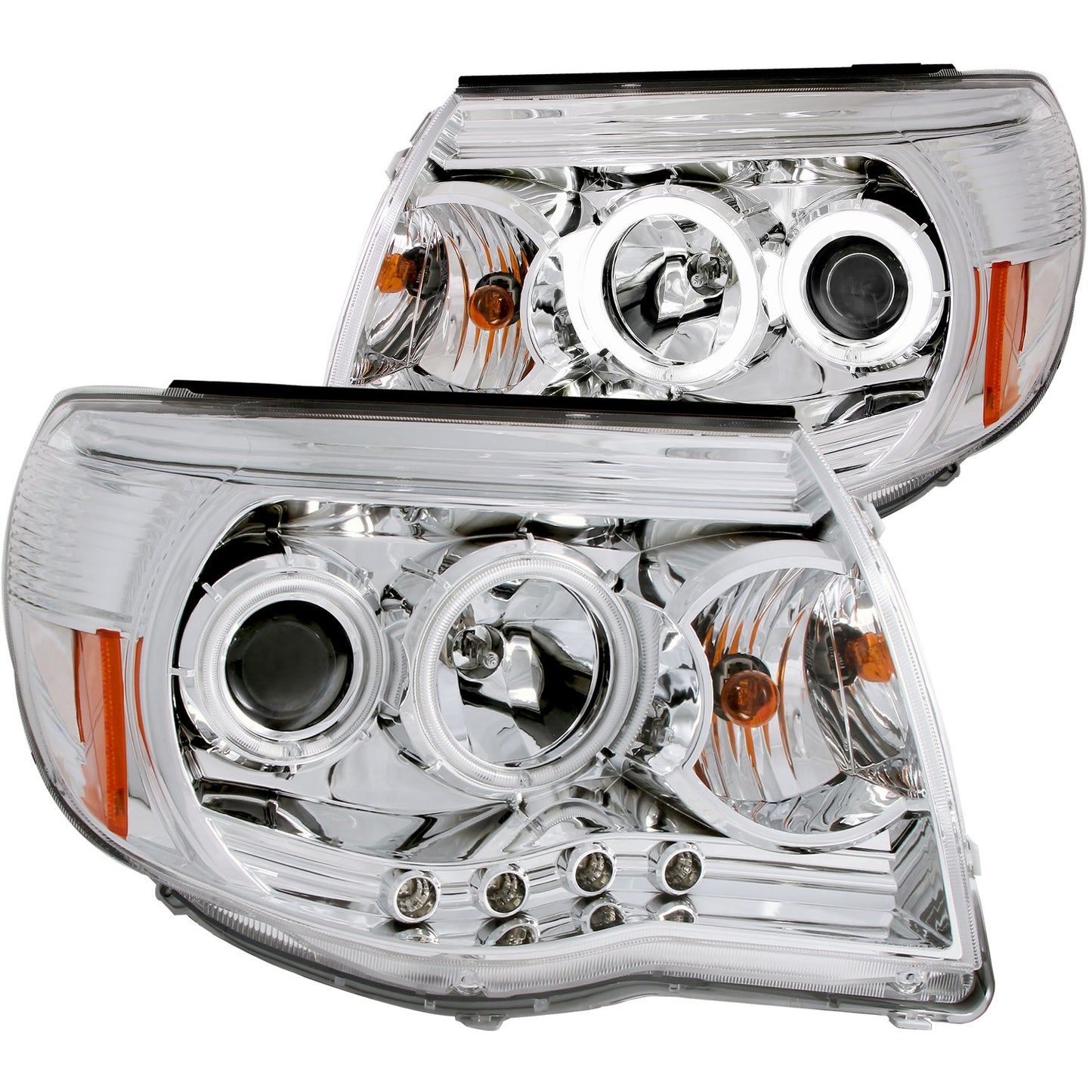 ANZO - Projector Headlight Set w/Halo; Clear Lens; Chrome Housing; Pair; - 121281 - MST Motorsports