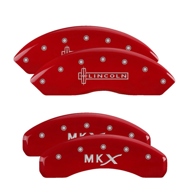 MGP - MGP 4 Caliper Covers Engraved Front & Rear Cursive/Cadillac Red finish silver ch - 35015SCADRD - MST Motorsports