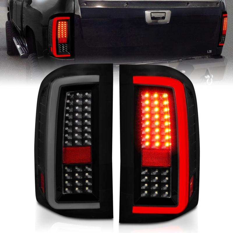 ANZO - Tail Light Assembly; LED; w/ Light Bar Style; Black Housing; Smoke Lens; Pair - 311381 - MST Motorsports