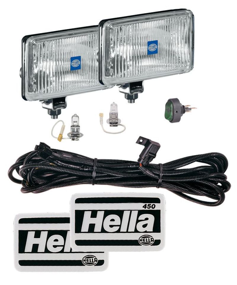 Hella - Hella 450 H3 12V SAE/ECE Fog Lamp Kit Clear - Rectangle (Includes 2 Lamps) - 005860601 - MST Motorsports