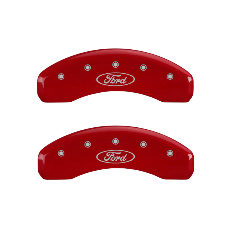 MGP - MGP 4 Caliper Covers Engraved Front & Rear Oval logo/Ford Red finish silver ch - 10219SFRDRD - MST Motorsports