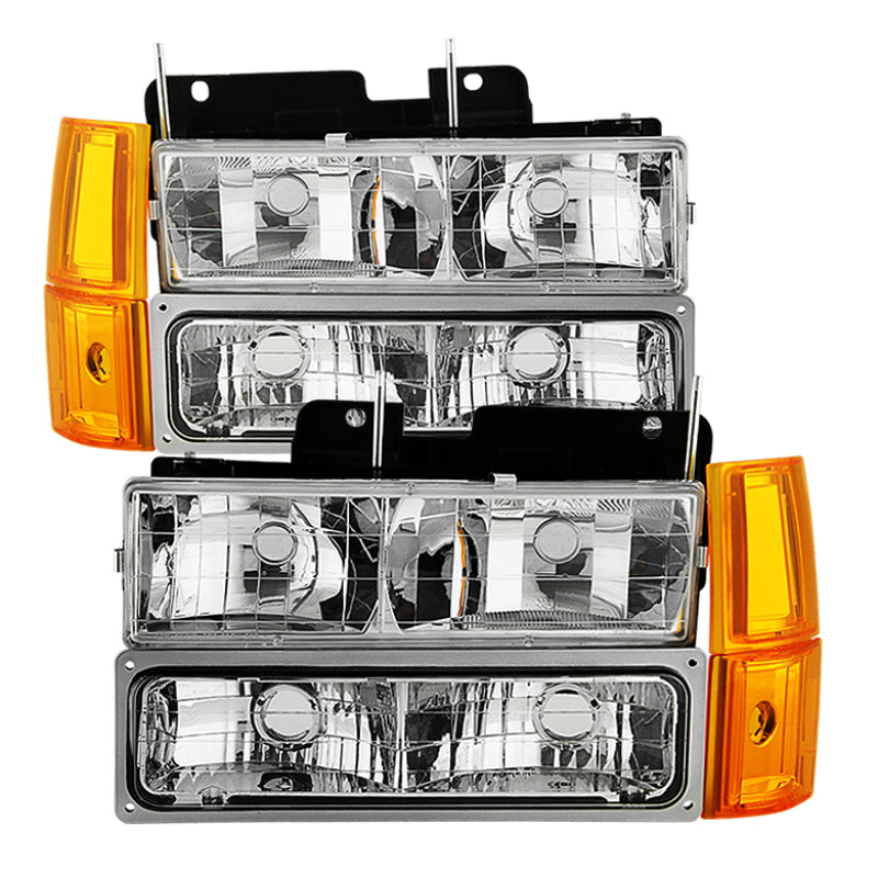 Spyder Auto - Xtune GMC Yukon 94-99 Headlights w/ Corner & Parking Lights 8pcs Sets -Chrome HD-JH-GCK94-AM-C-SET - 9034435 - MST Motorsports