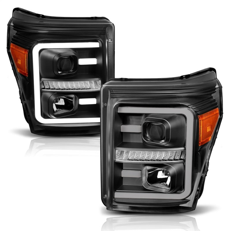 ANZO - Projector Headlights w/ Plank Style Switchback Black w/ Amber - 111406 - MST Motorsports