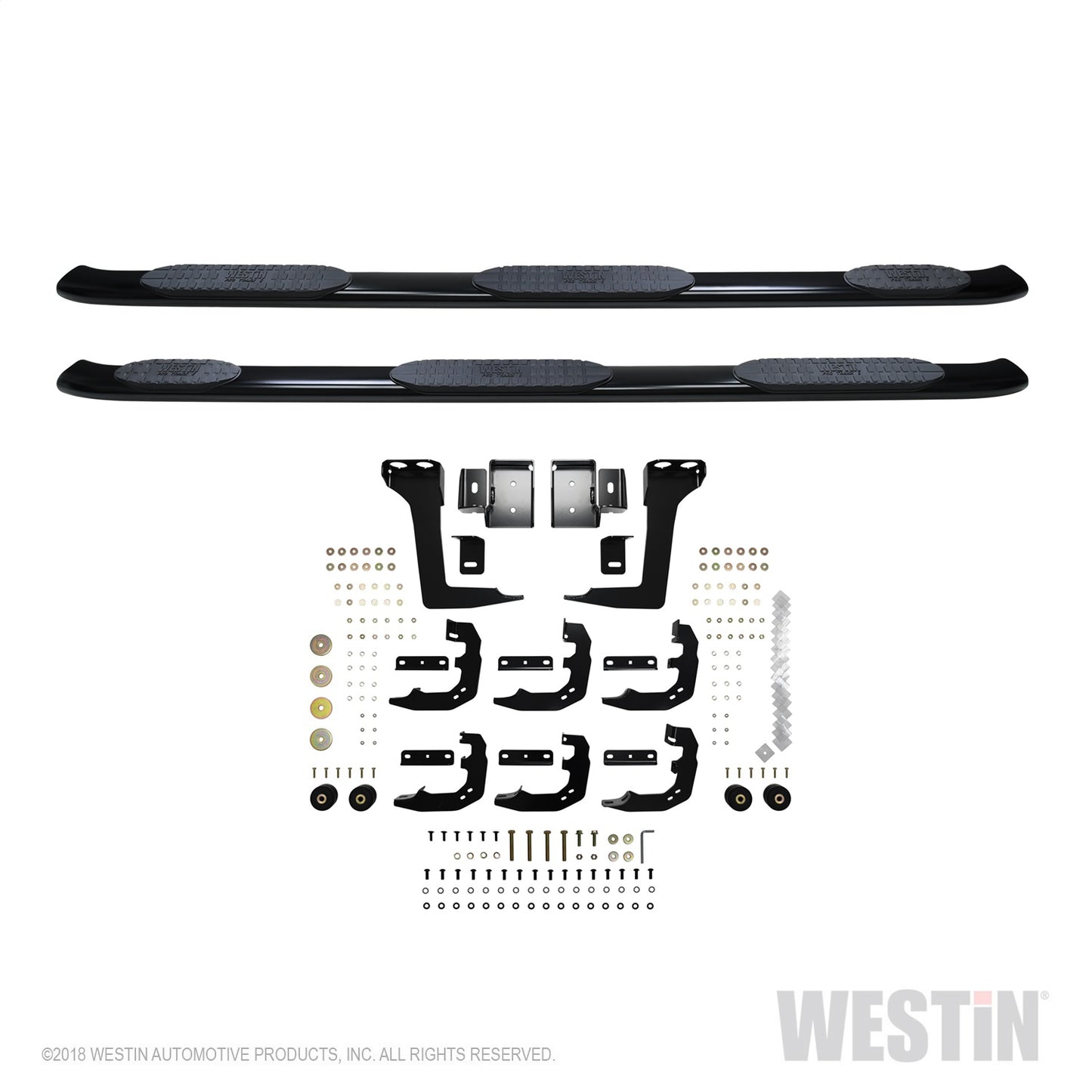 Westin - PRO TRAXX 5 Oval Wheel to Wheel Nerf Step Bars; Black; w/Mount Kit; - 21-534725 - MST Motorsports