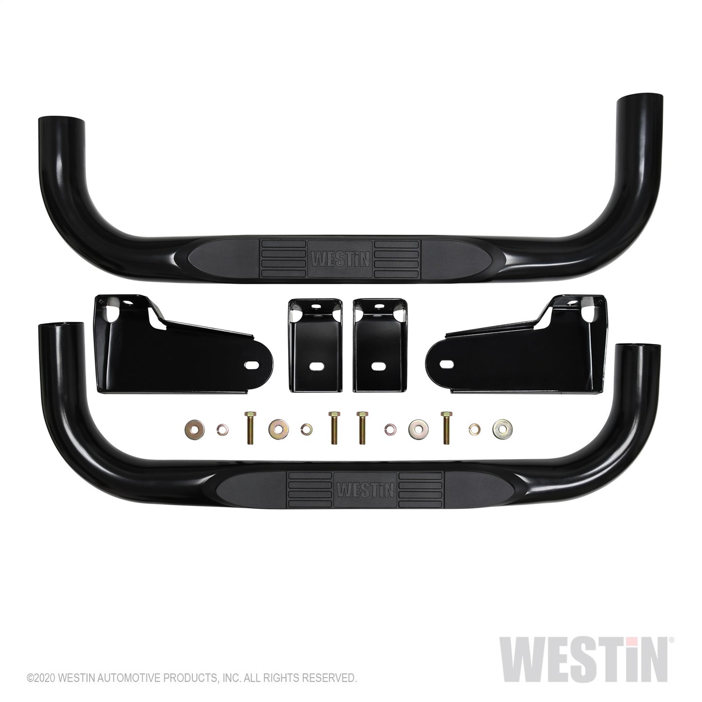 Westin - E-Series 3 Round Nerf Step Bars; Steel; Black; - 23-4115 - MST Motorsports