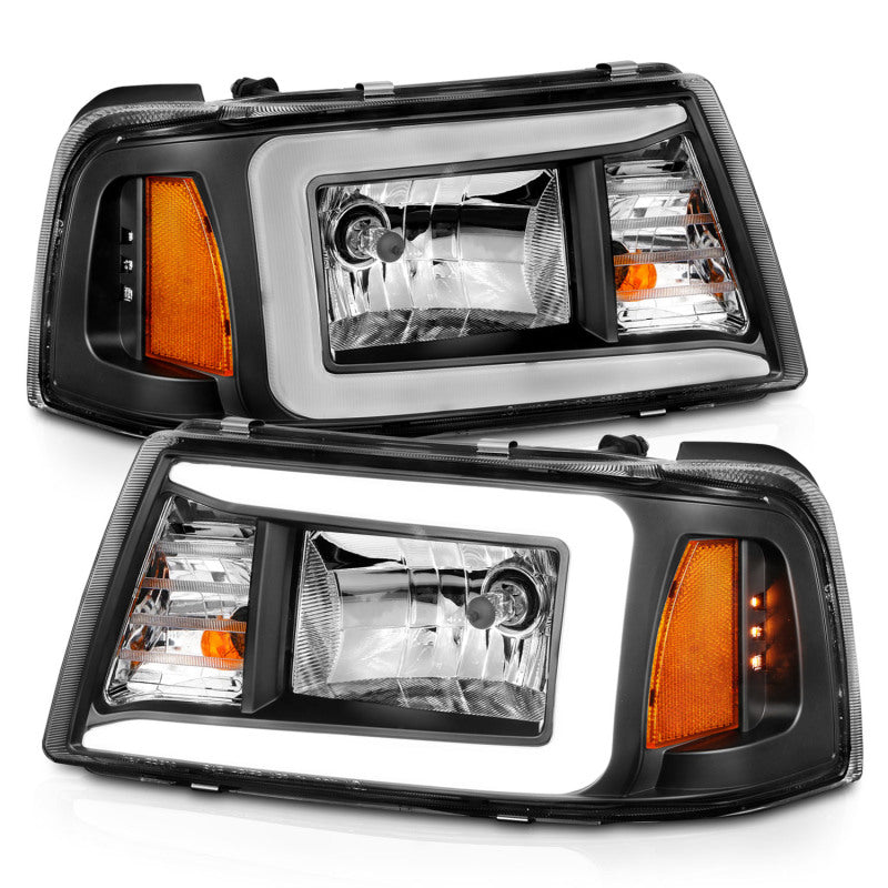 ANZO - Crystal Headlight Set w/ Light Bar Style; Black Housing; Clear Lens; Pair - 111511 - MST Motorsports