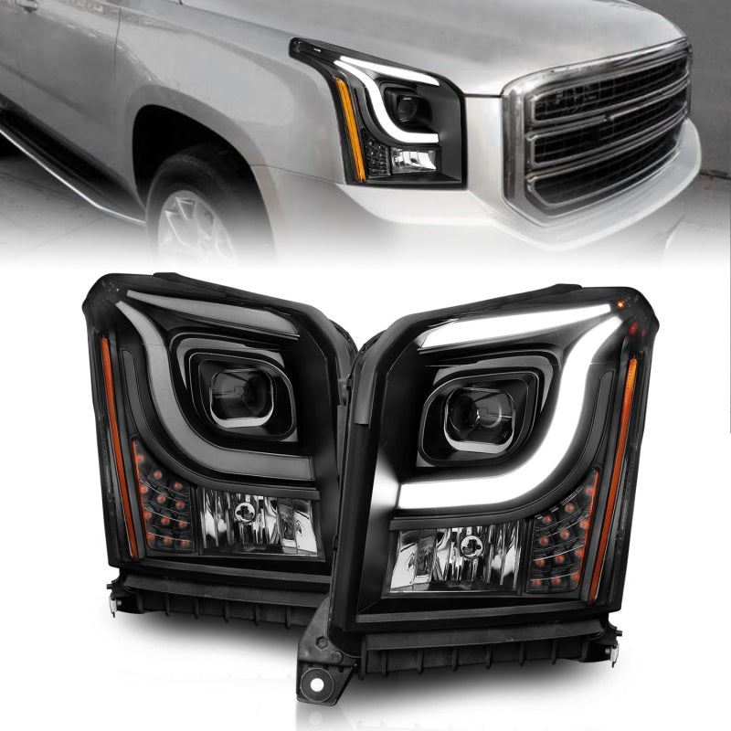 ANZO - Projector Headlights w/ Plank Style; Black Housnig; Clear Lens; Pair - 111535 - MST Motorsports