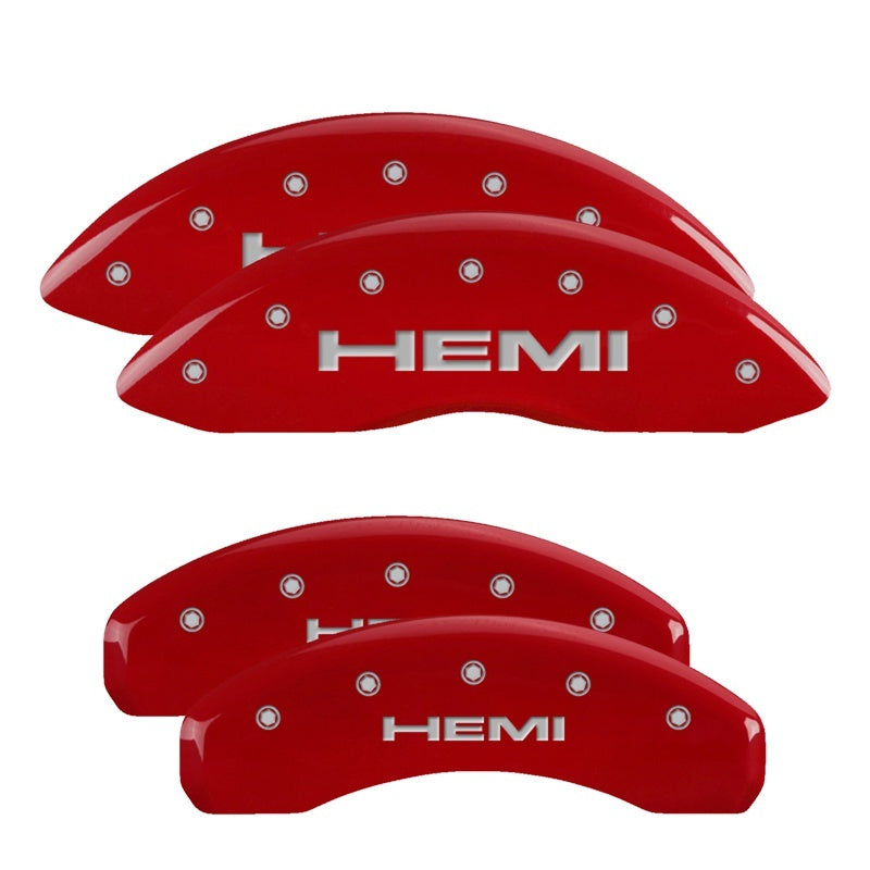 MGP - MGP 4 Caliper Covers Engraved Front & Rear Hemi Red finish silver ch - 55001SHEMRD - MST Motorsports