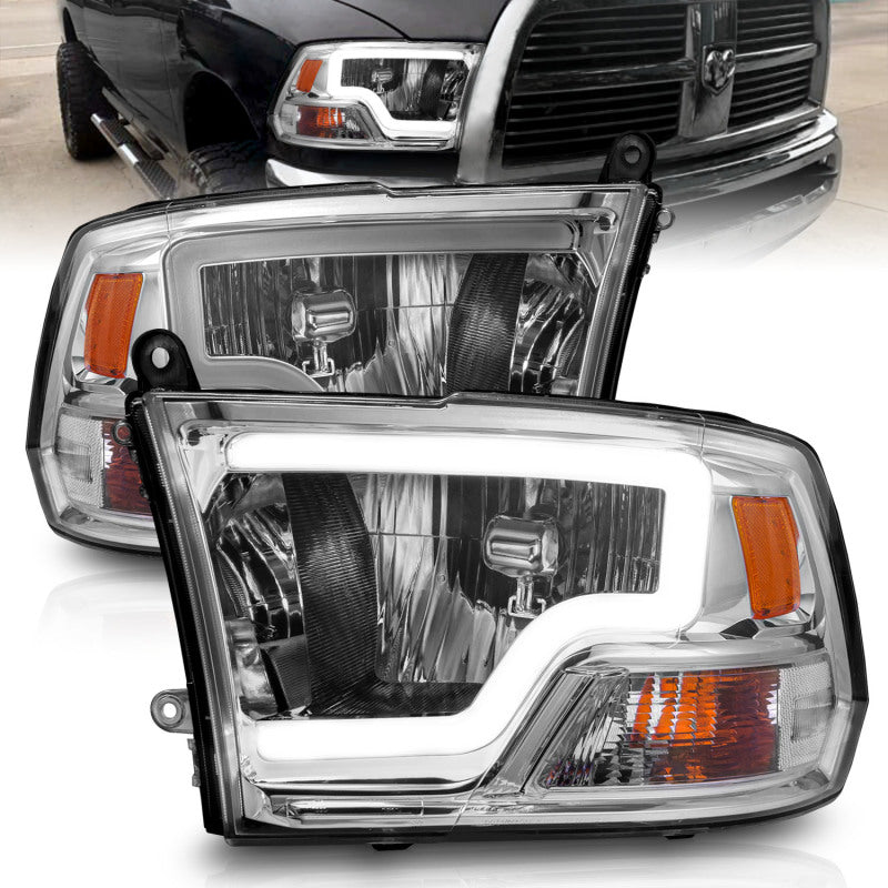 ANZO - Crystal Headlight Set w/ Light Bar Style; Chrome Housing; Clear Lens; Pair - 111516 - MST Motorsports