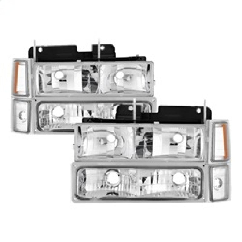 Spyder Auto - Xtune Chevy Suburban 94-98 Headlights w/ Corner & Parking Lights 8pcs Chrome HD-JH-CCK88-AM-C-SET - 5069535 - MST Motorsports