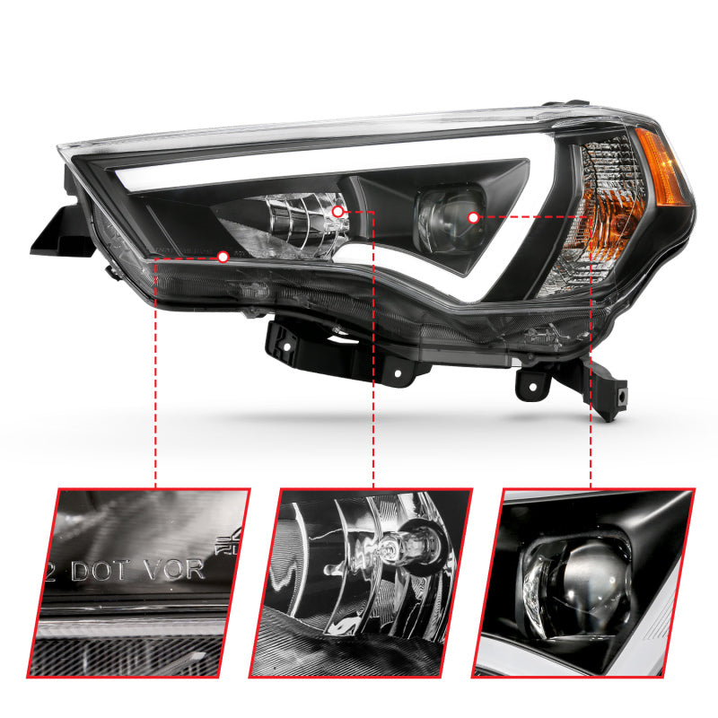 ANZO - Projector Headlights w/ Plank Style Switchback Black w/ Amber - 111416 - MST Motorsports